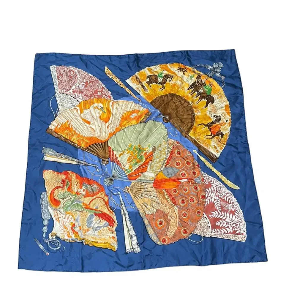 Hermes Blue Brise De Charme Printed Silk Square Scarf